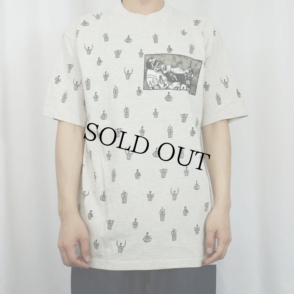 画像2: 90's rel-e-vant products USA製 レフェリー柄 マルチプリントTシャツ L (2)