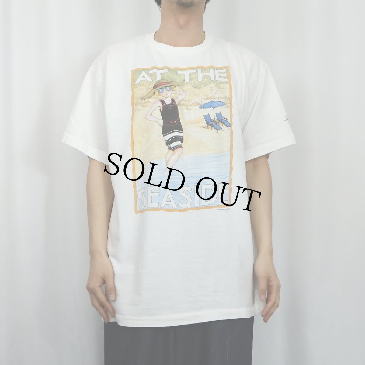 画像2: 90's Mary Engelbreit USA製 "AT THE SEASIDE" イラストプリントTシャツ XL (2)