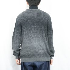 画像3: Calvin Klein 総柄 グラデーション ハーフジップ コットン×モダールニットセーター L (3)
