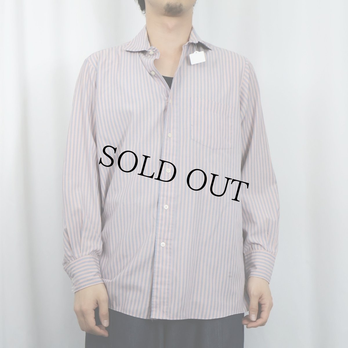 画像2: Calvin Klein ストライプ柄 コットンポリシャツ SIZE15 1/2 (2)