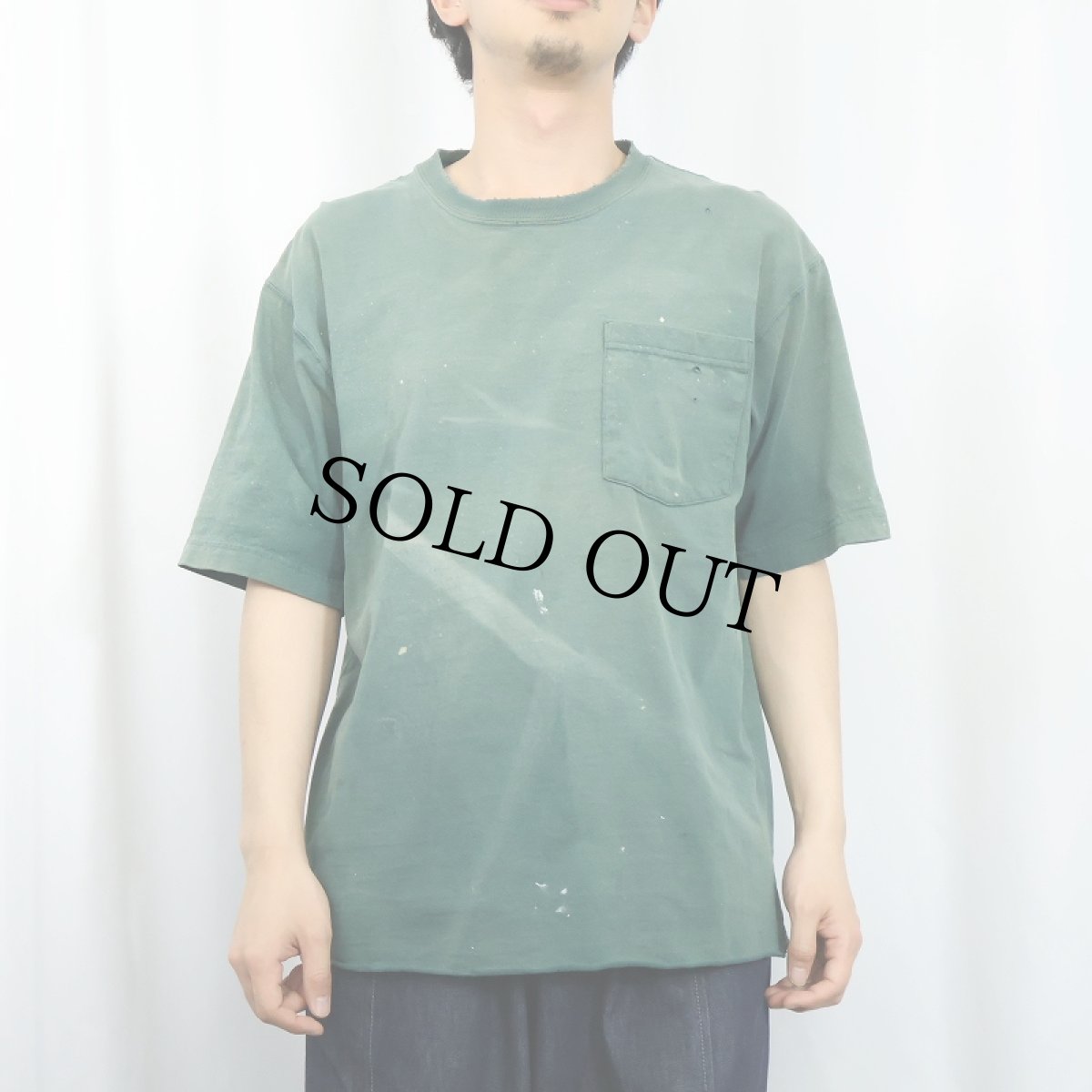 画像2: Carhartt カットオフ フェード 無地ポケットTシャツ M (2)