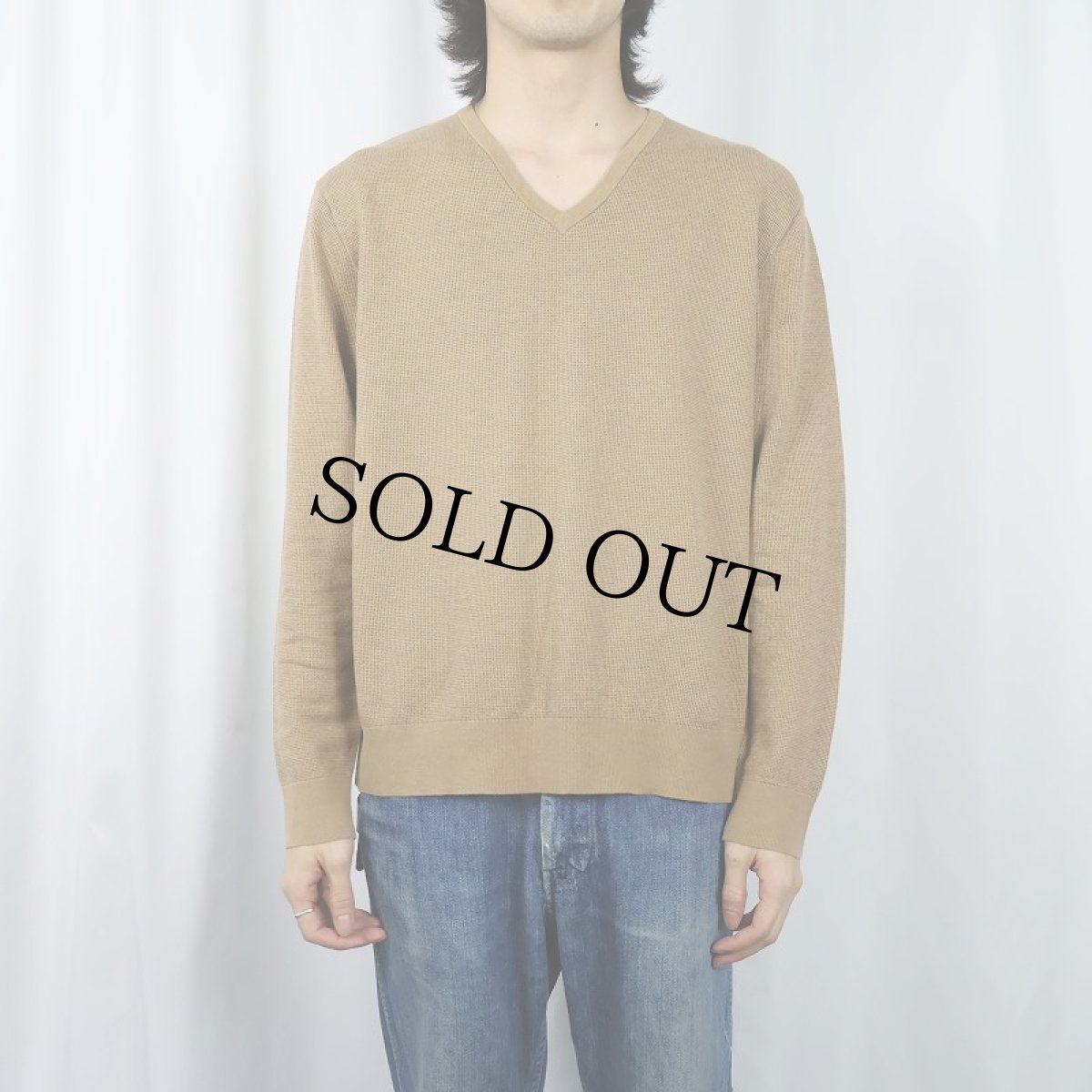 画像2: POLO Ralph Lauren Vネック ピマコットンニットセーター L (2)