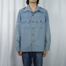 画像2: 70's Levi's "Panatela Tops" オレンジタブ シャンブレーシャツジャケット XL (2)