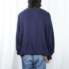 画像3: 90's LANDS' END USA製 コットンニットセーター NAVY XL (3)