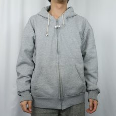 画像2: 90's CAMBER USA製 裏サーマル 無地スウェットジップパーカー XL (2)