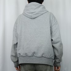 画像3: 90's CAMBER USA製 裏サーマル 無地スウェットジップパーカー XL (3)