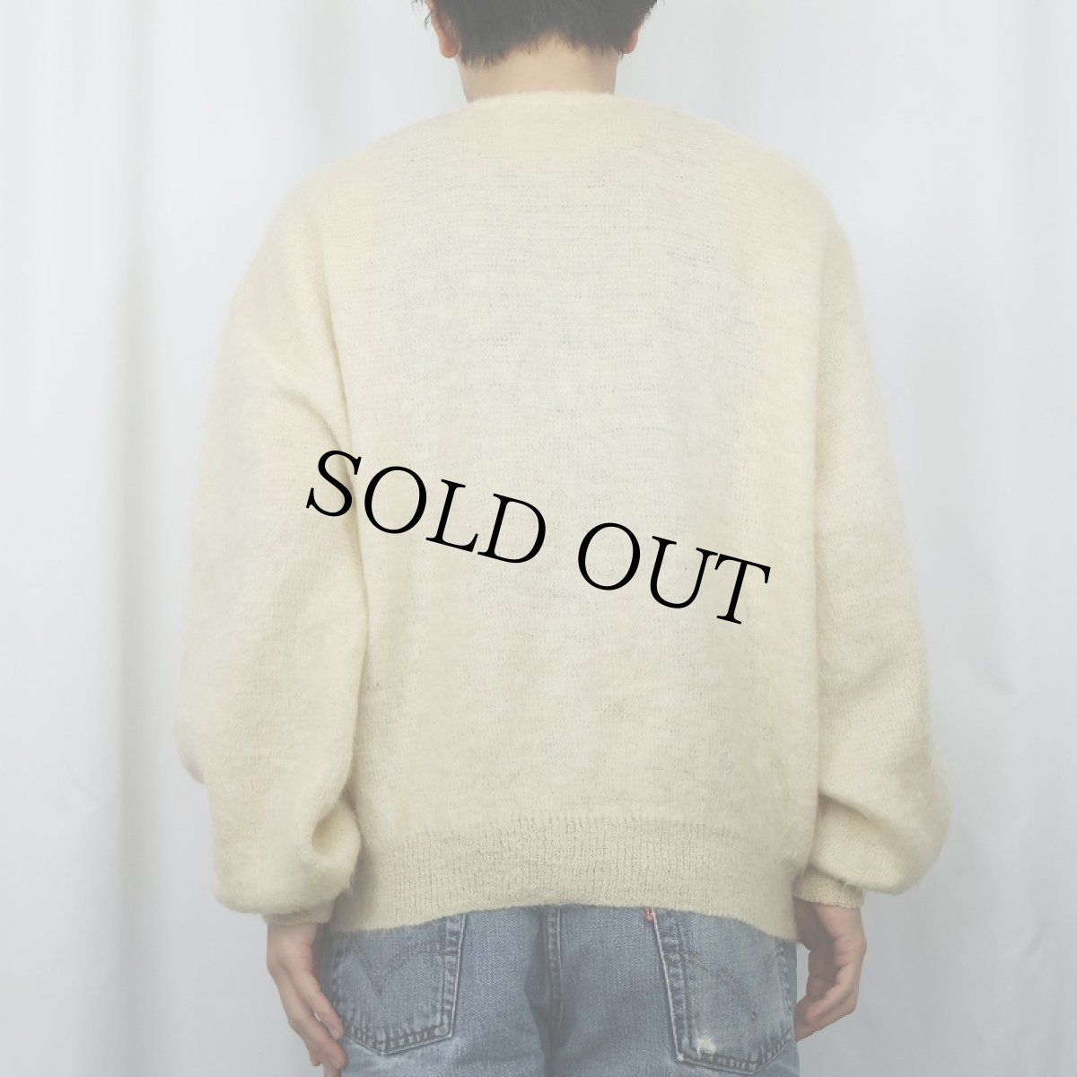 画像3: 60's himalaya ウール×モヘアニットカーディガン L (3)