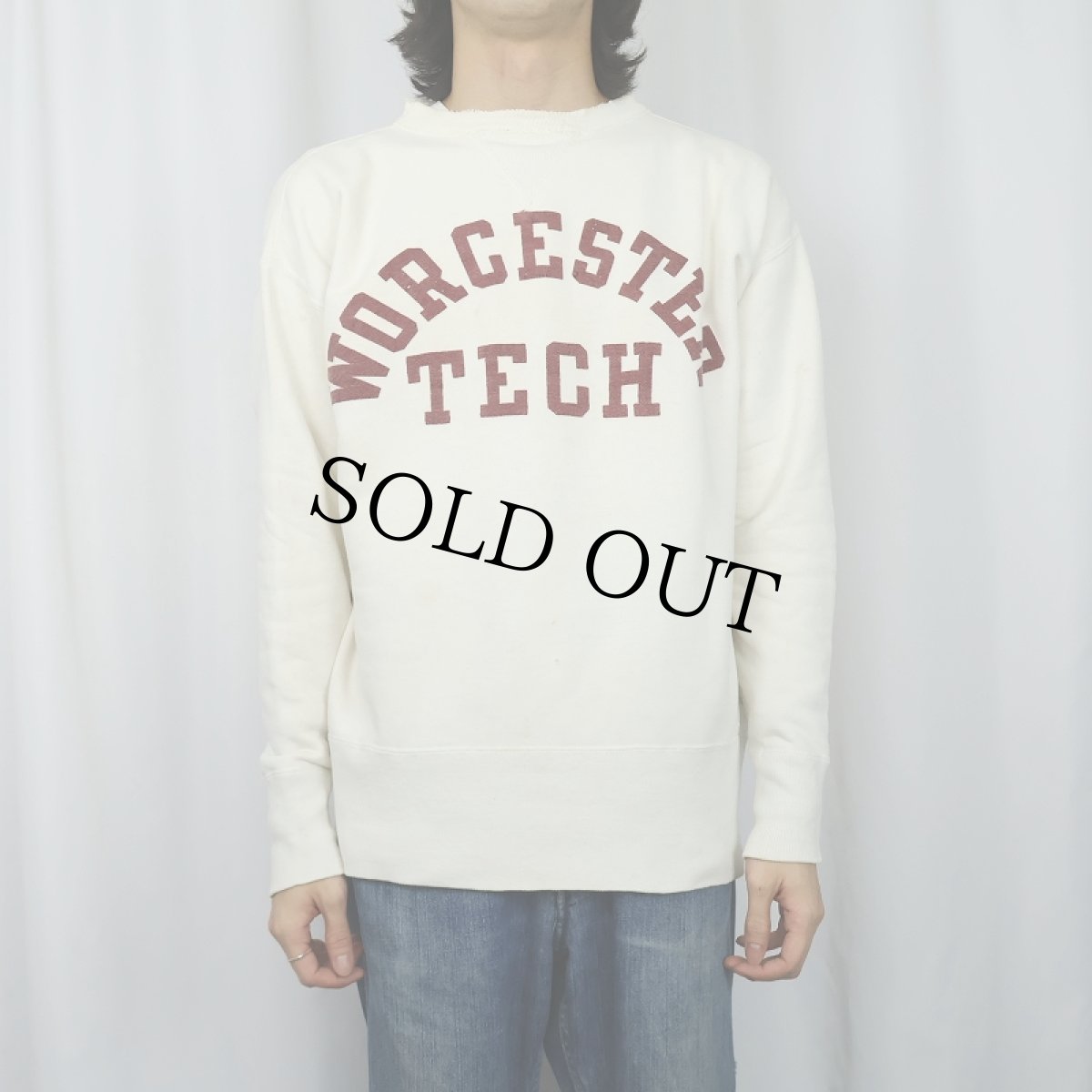 画像2: 50's Champion プリティランタグ "WORCESTER TECH" 両Ｖ プリントスウェット SIZE44 (2)