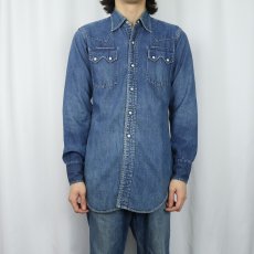 画像2: 50's LEVI'S ショートホーン デニムウエスタンシャツ (2)