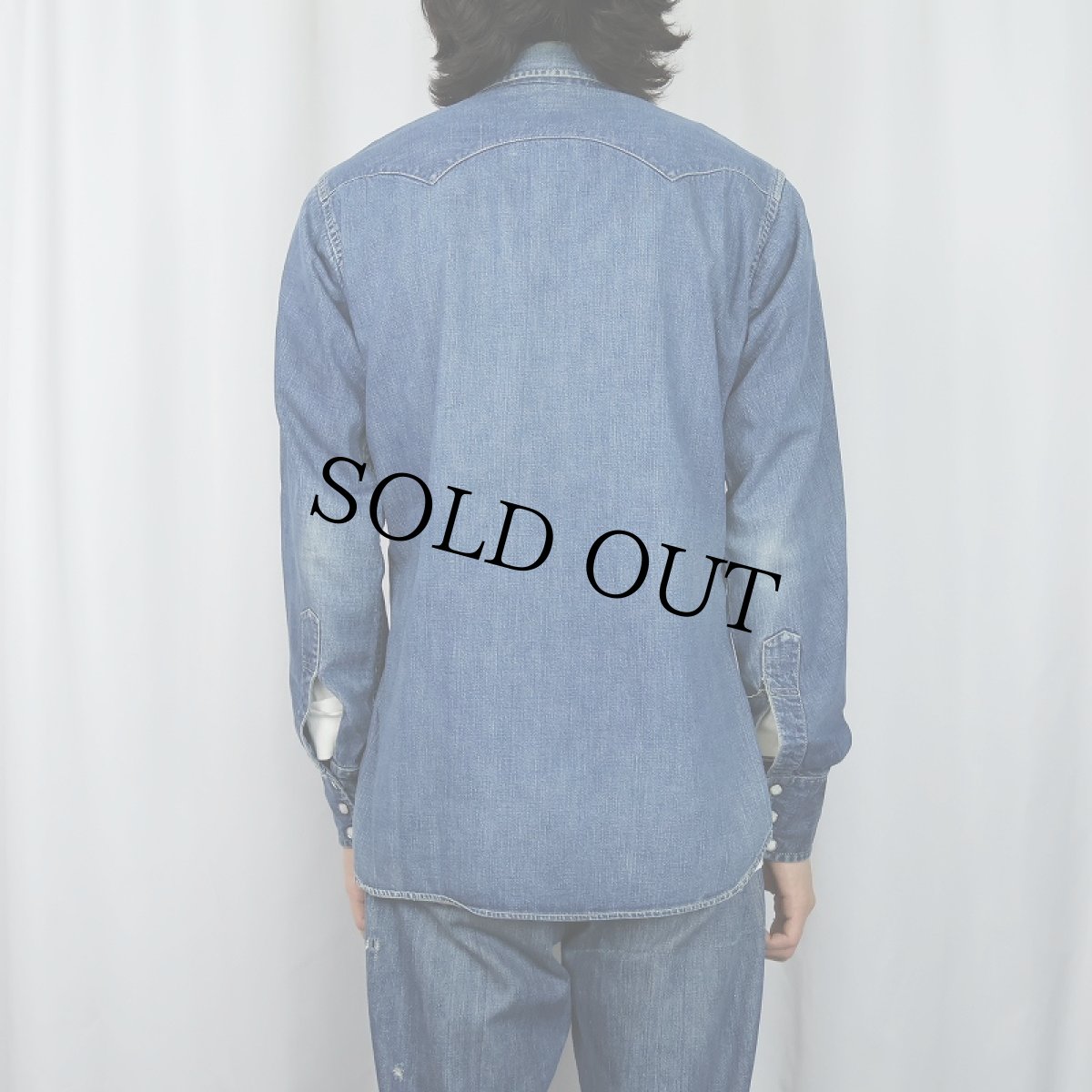 画像3: 50's LEVI'S ショートホーン デニムウエスタンシャツ (3)