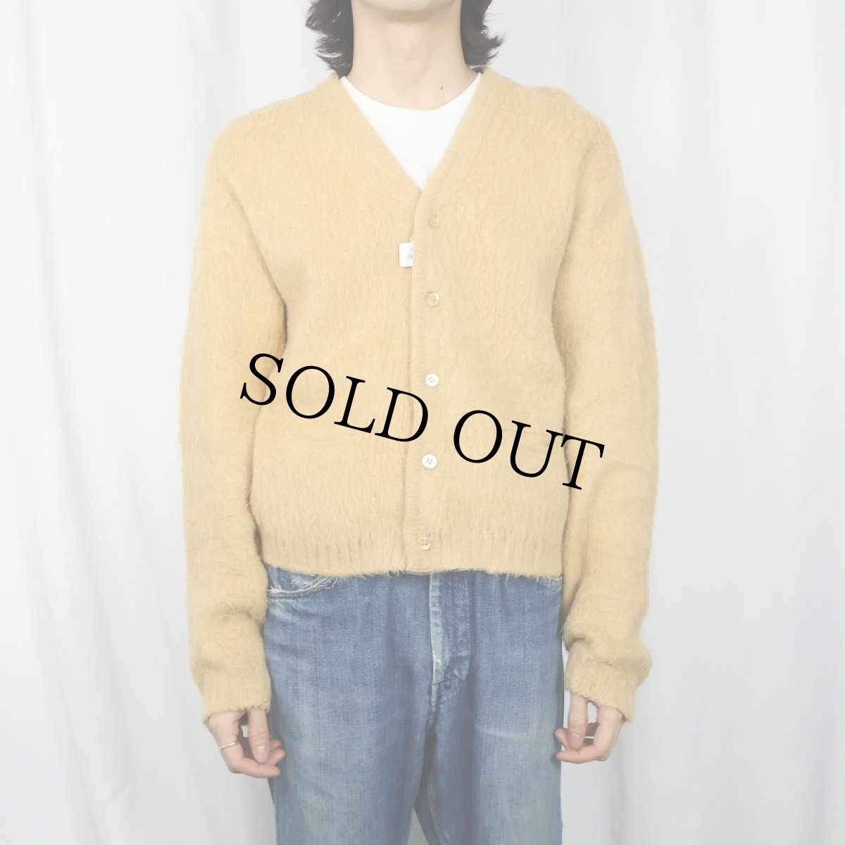 画像2: 60's Cobb Hill アクリル×モヘアニットカーディガン M (2)