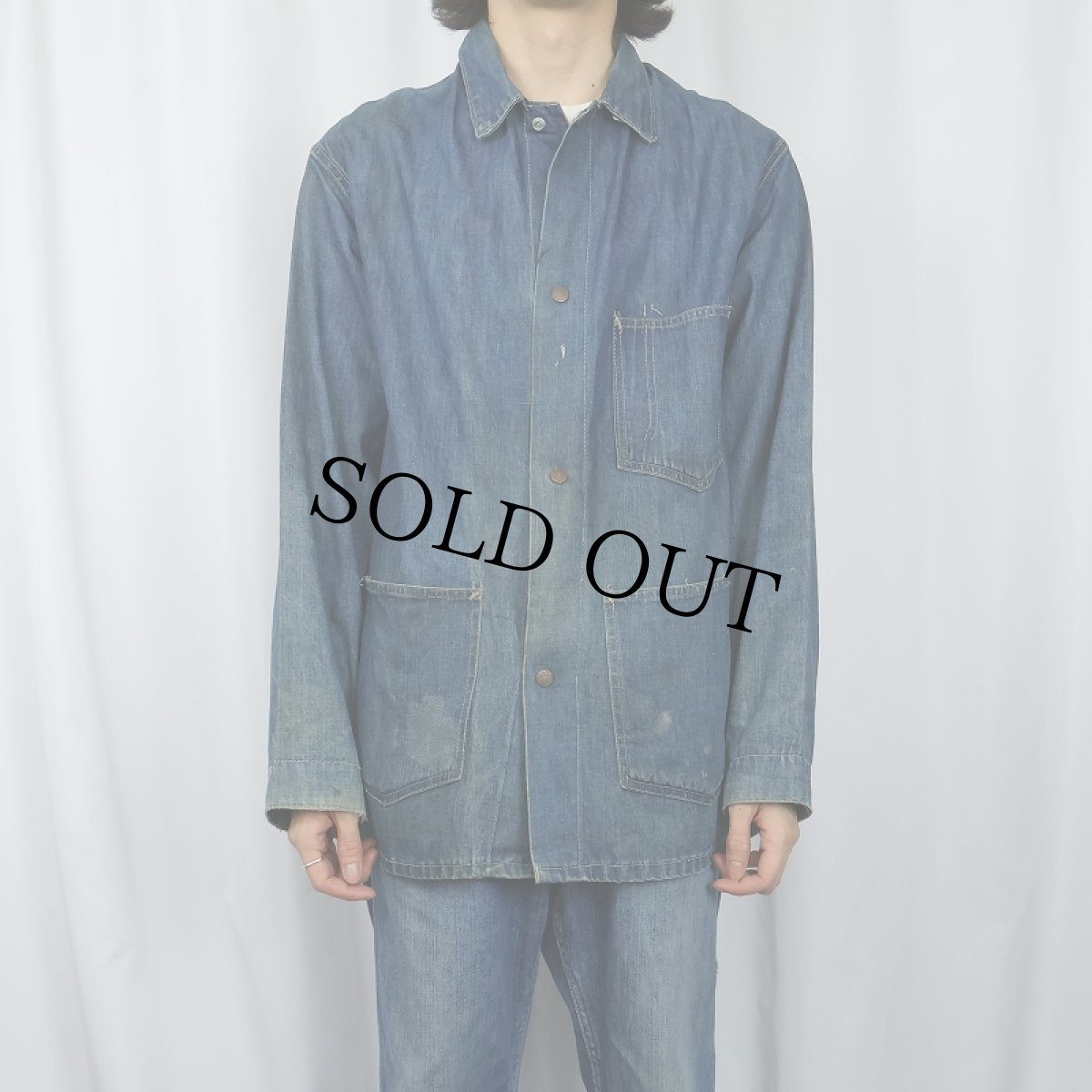 画像2: 40〜50's WEARWELL デニムカバーオール (2)