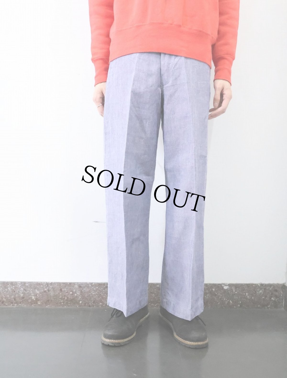 画像2: 50's FRENCH MILITARY リネンセーラーパンツ "ワンウォッシュ" DEADSTOCK 【W31 L28】 (2)
