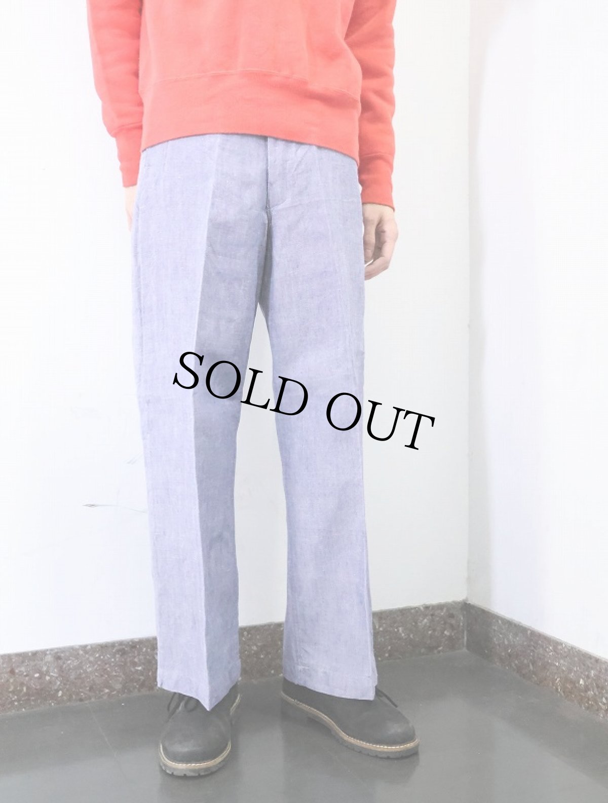 画像3: 50's FRENCH MILITARY リネンセーラーパンツ "ワンウォッシュ" DEADSTOCK 【W31 L28】 (3)