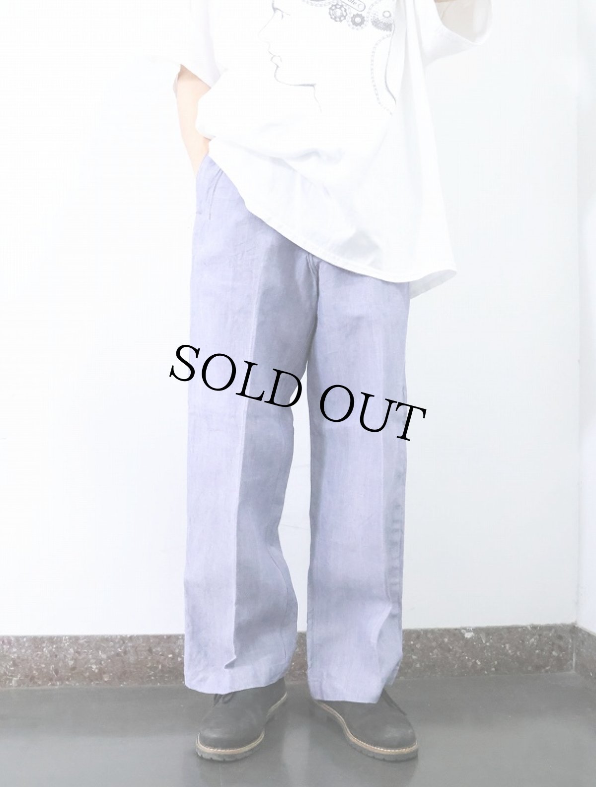 画像2: 60's FRENCH MILITARY リネンセーラーパンツ "ワンウォッシュ" DEADSTOCK 【W31 L29】 (2)