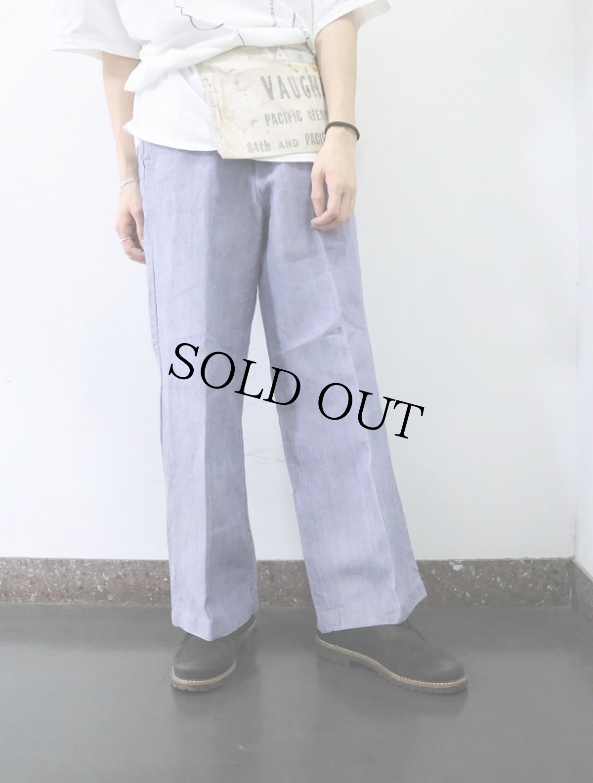 画像2: 60's FRENCH MILITARY リネンセーラーパンツ "ワンウォッシュ" DEADSTOCK 【W33 L29】 (2)