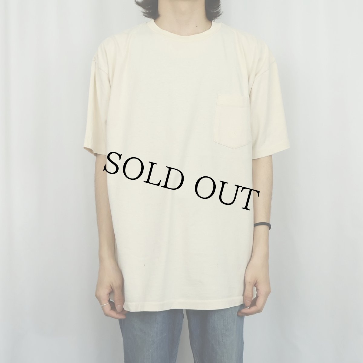 画像2: 90's BANANA REPUBLIC USA製 無地 ポケットTシャツ XL (2)