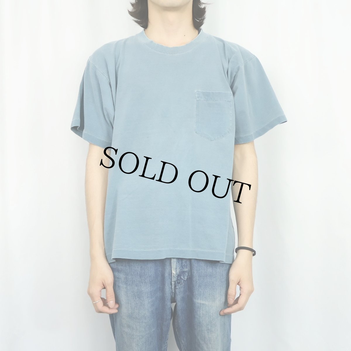 画像2: 80's BANANA REPUBLIC 後染め 無地 ポケットTシャツ (2)