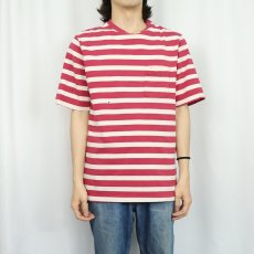画像2: 90's LANDS' END USA製 ボーダー柄 ポケットTシャツ L (2)