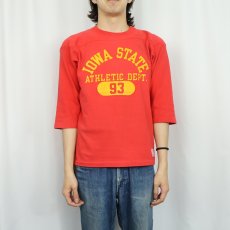 画像2: 70〜80's Champion バータグ USA製 "IOWA STATE" ラバープリント フットボールTシャツ M (2)