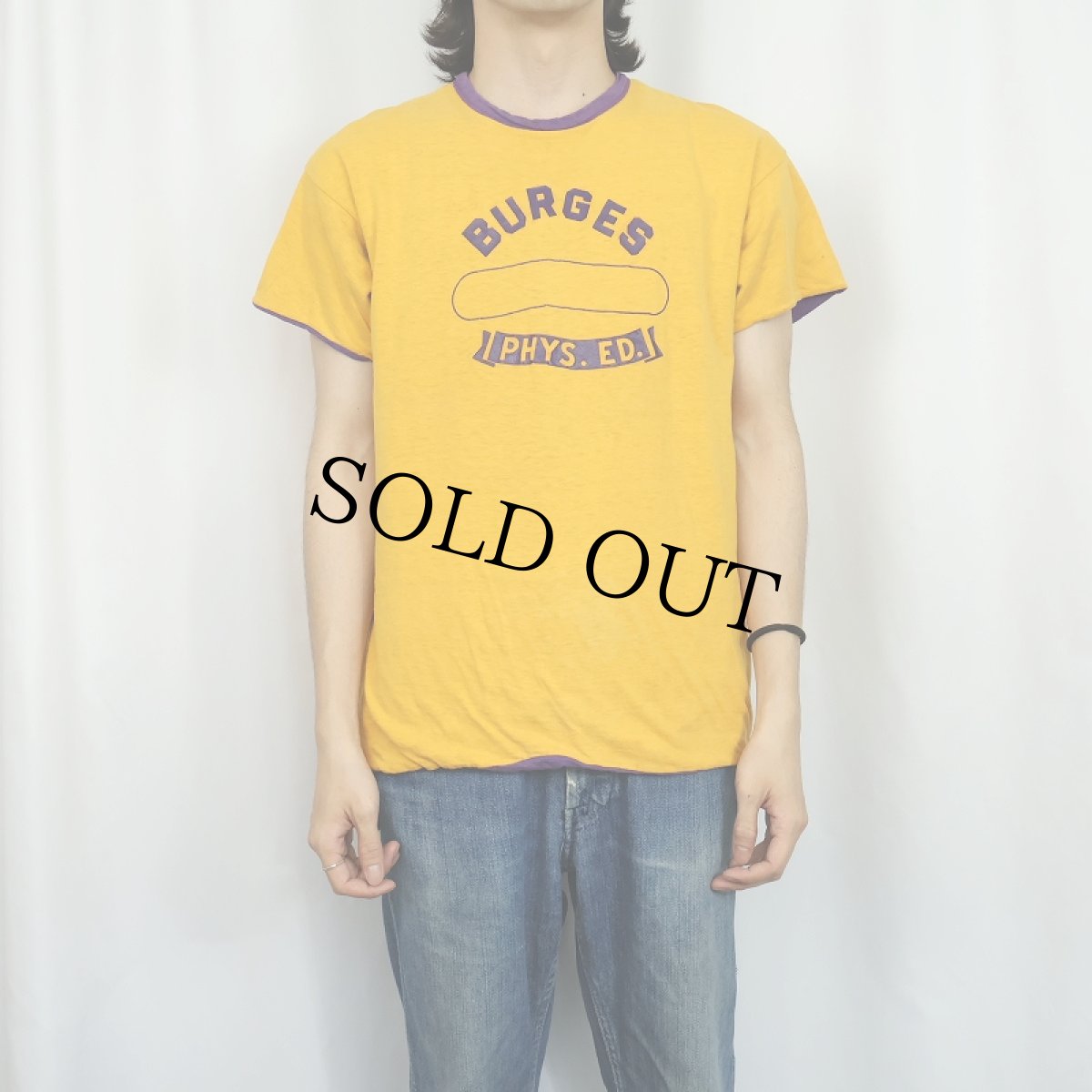 画像3: 70〜80's Champion バータグ USA製 "BURGES" ラバープリント ダブルフェイス リバーシブルTシャツ L (3)