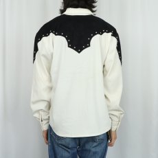 画像3: 80's Lilia Smitty USA製 "チリメン" コンチョボタン付き レーヨン×コットンウエスタンシャツ L (3)