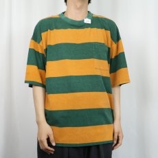 画像2: 90's〜 BASE CAMP USA製 ボーダー柄 プリントポケットTシャツ XL (2)