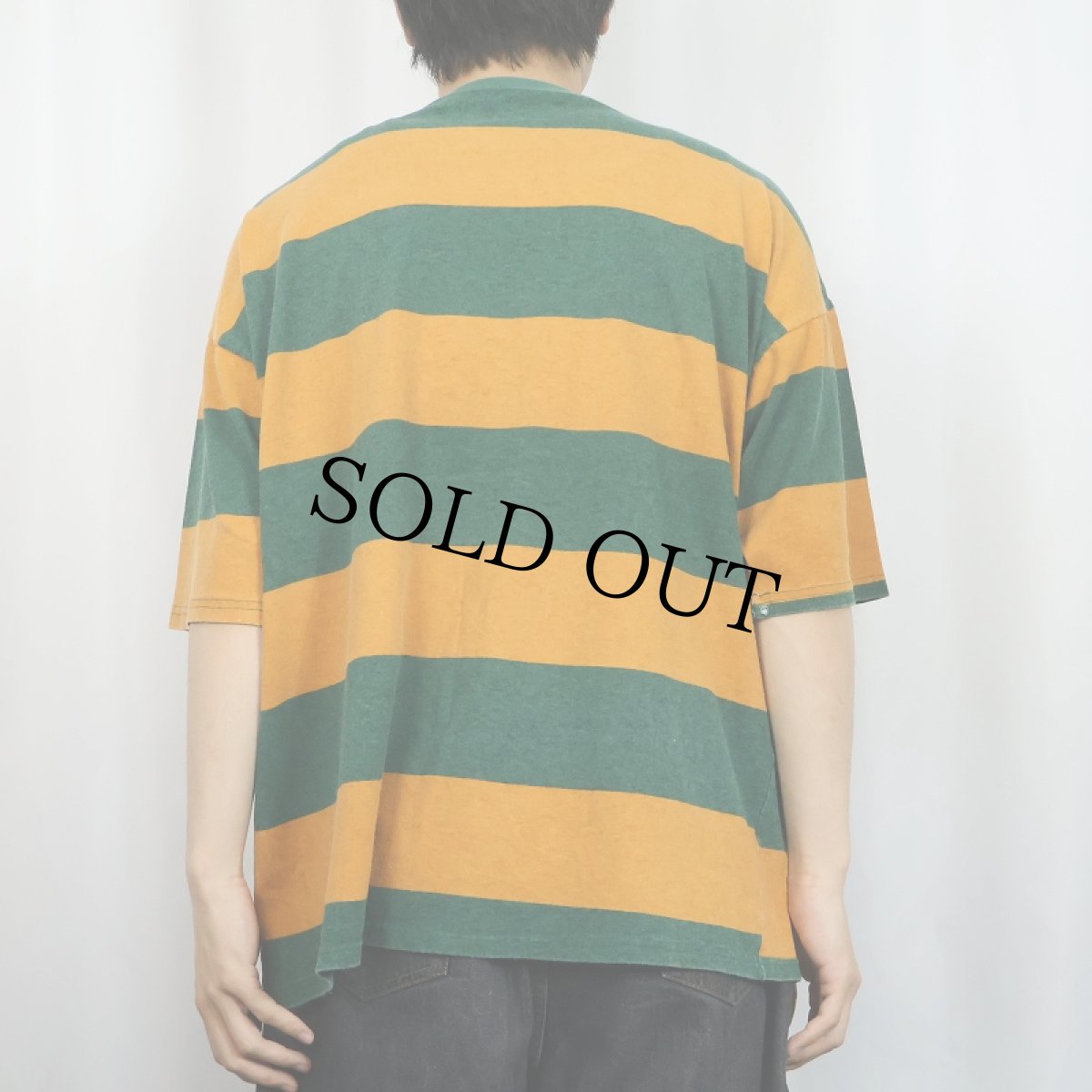 画像3: 90's〜 BASE CAMP USA製 ボーダー柄 プリントポケットTシャツ XL (3)