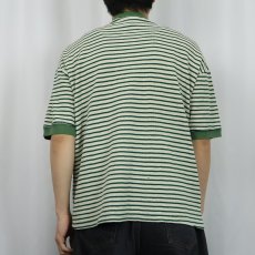 画像3: 80's〜 WISE GUY ボーダー柄 ヘンリーネック ワッフルTシャツ L (3)