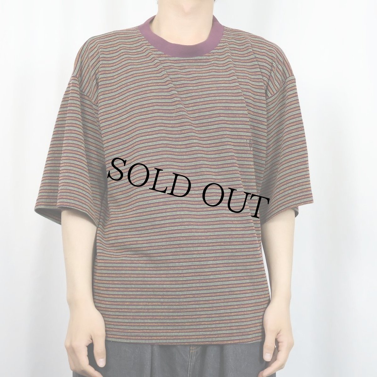 画像2: 80's Ocean Pacific USA製 ボーダー柄 ロゴ刺繍 Tシャツ L (2)