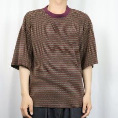 画像2: 80's Ocean Pacific USA製 ボーダー柄 ロゴ刺繍 Tシャツ L (2)