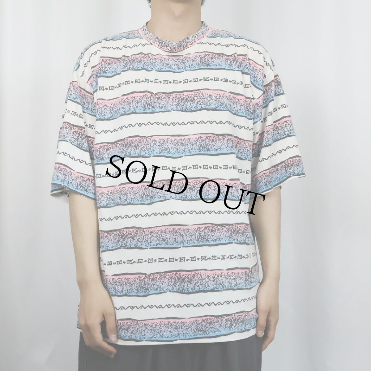 画像2: 90's〜 BOLT サーフブランド ボーダー柄 Tシャツ XL (2)