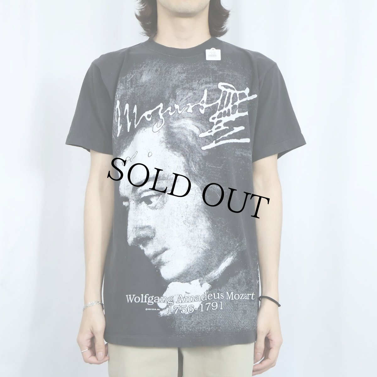 画像3: 90's Mozart FRANCE製 音楽家 イラストプリントTシャツ BLACK L (3)