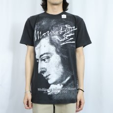 画像3: 90's Mozart FRANCE製 音楽家 イラストプリントTシャツ BLACK L (3)