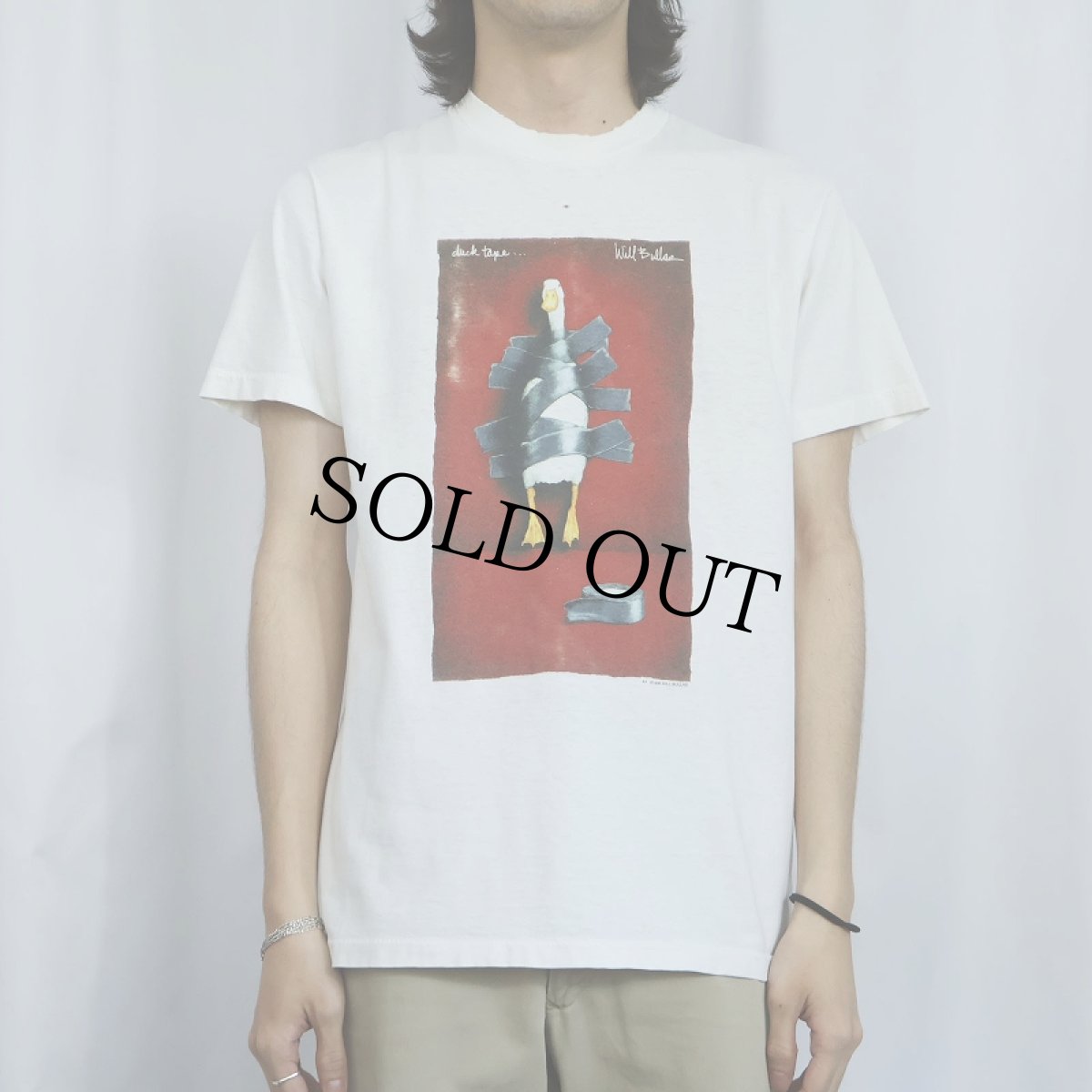 画像2: 90's Will Bullas USA製 "duck tape..." アートプリントTシャツ M (2)