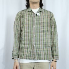 画像2: 60's Essley チェック柄 3点留め コットンボタンダウンシャツ M (2)