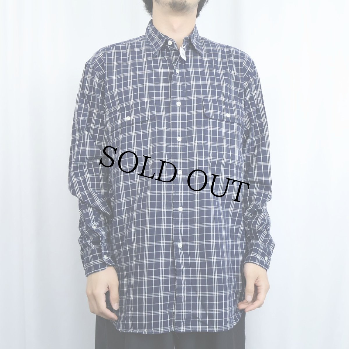 画像2: POLO Ralph Lauren "WHITFIELD" チェック柄 コットンシャツ NAVY M (2)
