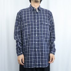 画像2: POLO Ralph Lauren "WHITFIELD" チェック柄 コットンシャツ NAVY M (2)