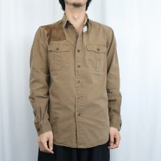 画像2: POLO Ralph Lauren ガンパッチ付き コットンシャツ M (2)