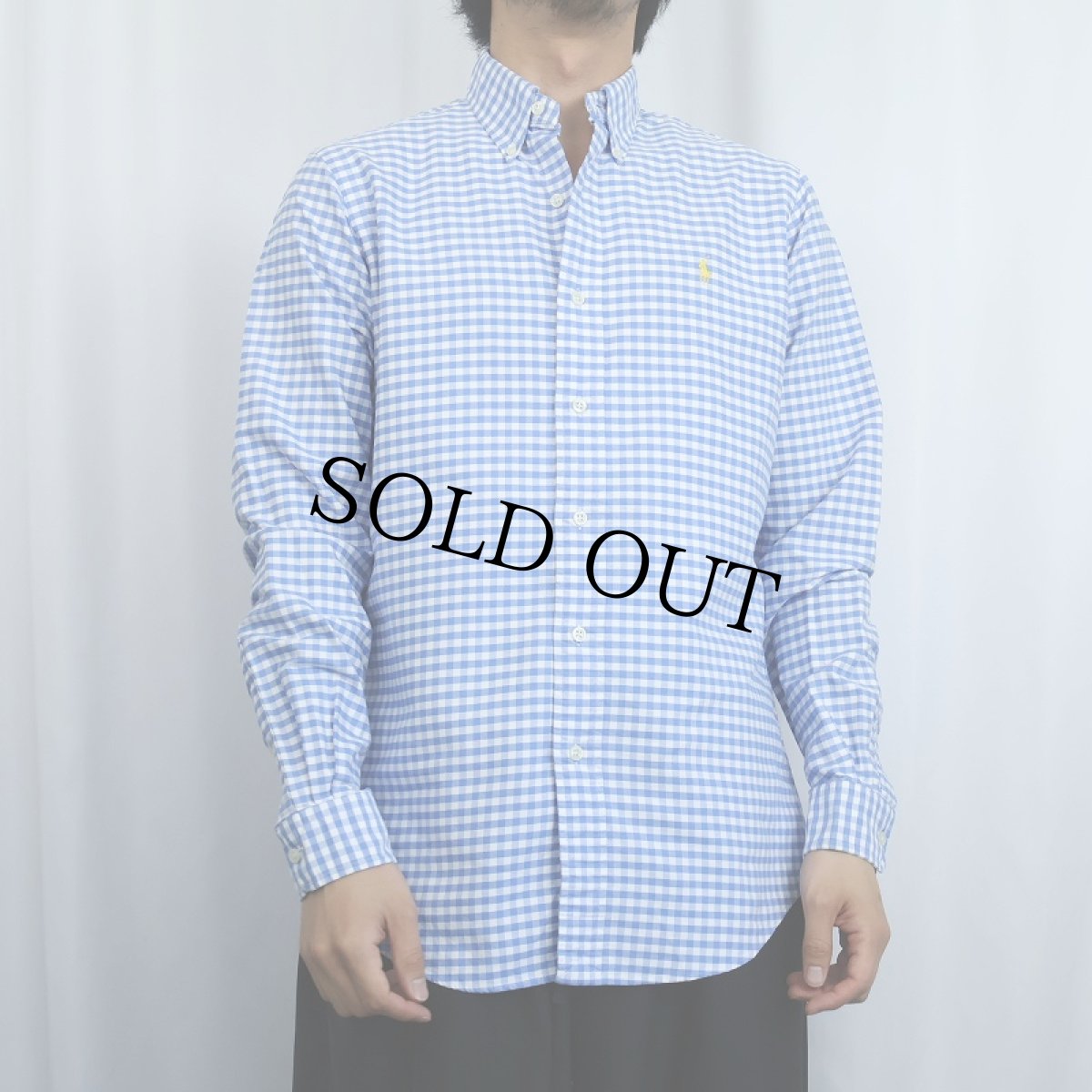 画像2: Ralph Lauren "CUSTOM FIT" ギンガムチェック柄 コットンボタンダウンシャツ S (2)