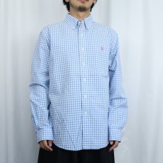 画像2: Ralph Lauren "CUSTOM FIT" ギンガムチェック柄 コットンボタンダウンシャツ L (2)