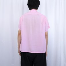 画像3: 60's Paddle and Saddle 刺繍入り レーヨンオープンカラーシャツ M (3)