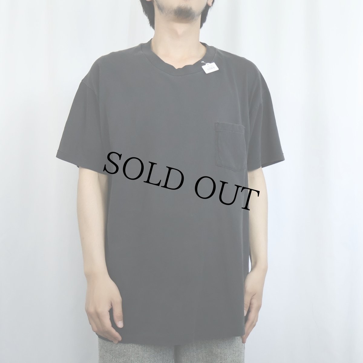 画像2: 90's Hanes USA製 無地 ポケットTシャツ BLACK XL (2)