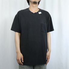 画像2: 90's Hanes USA製 無地 ポケットTシャツ BLACK XL (2)
