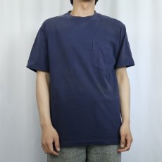 画像2: 90's JCPenney 無地 ポケットTシャツ NAVY XL (2)