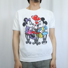 画像2: 〜80's Disney MICKEY MOUSE & MINNIE MOUSE USA製 キャラクタープリント半袖スウェット L (2)