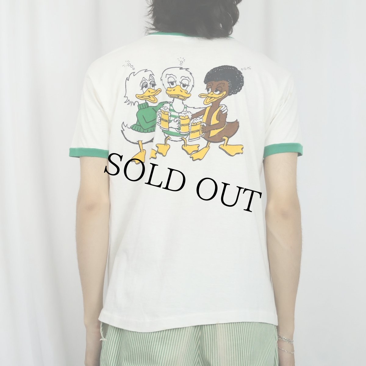 画像4: 70〜80's Champion バータグ USA製 "Oregon Ducks" イラストプリントリンガーTシャツ L (4)