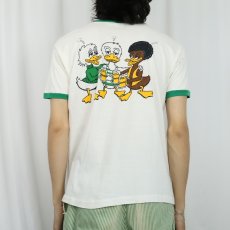画像4: 70〜80's Champion バータグ USA製 "Oregon Ducks" イラストプリントリンガーTシャツ L (4)