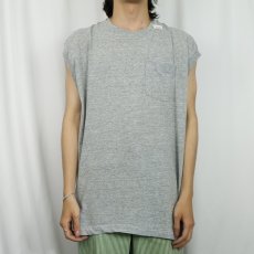 画像2: 80〜90's 無地 ノースリーブポケットTシャツ (2)