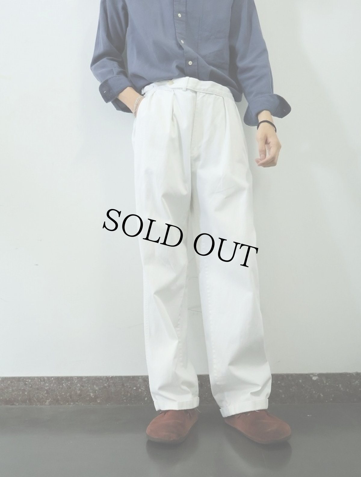 画像2: 90's POLO Ralph Lauren USA製 2タック サイドアジャスタ付き コットンチノトラウザーズ W27-32 (2)